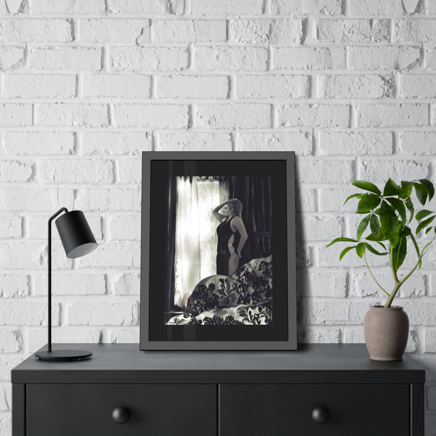 Tracey Taylor Fine Art "Black & White, Loss & Deceit (The Assassin)" Digital Mixed Media Framed Paper Poster