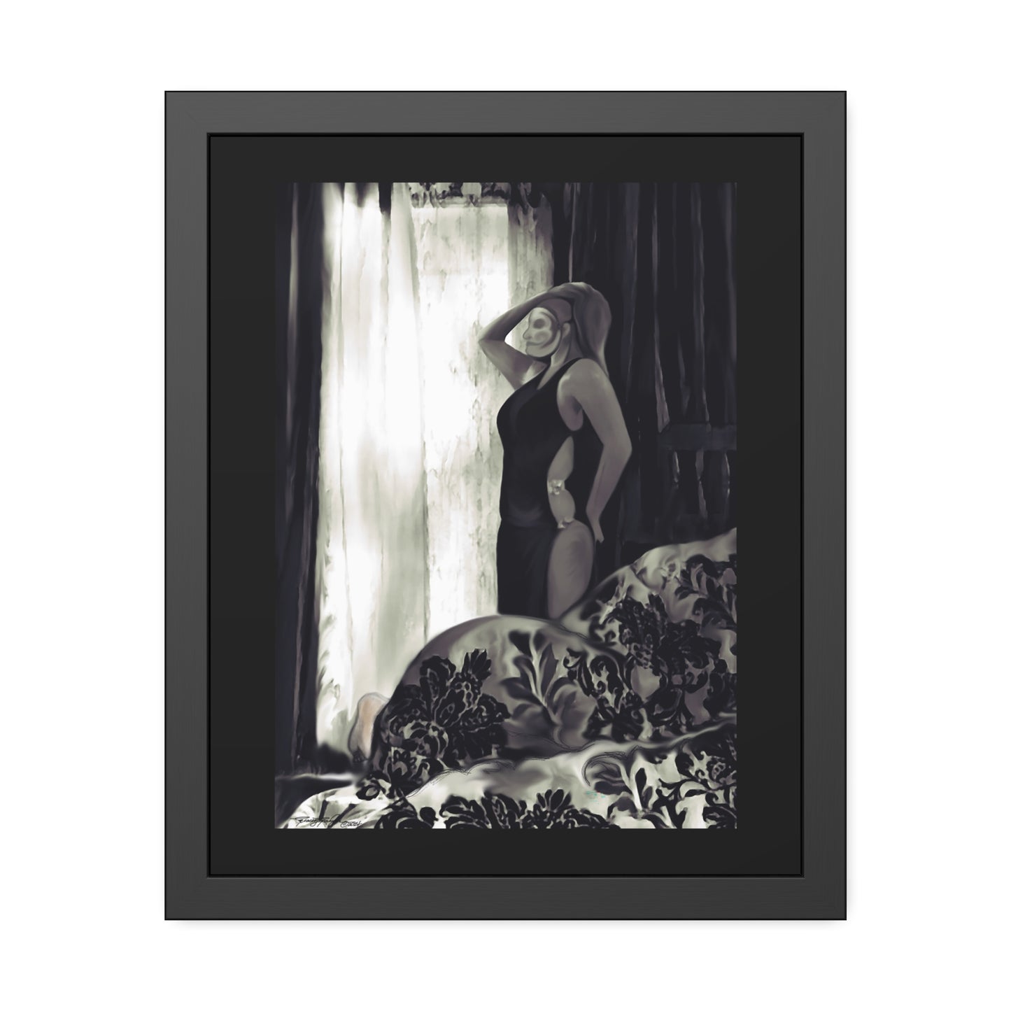 Tracey Taylor Fine Art "Black & White, Loss & Deceit (The Assassin)" Digital Mixed Media Framed Paper Poster