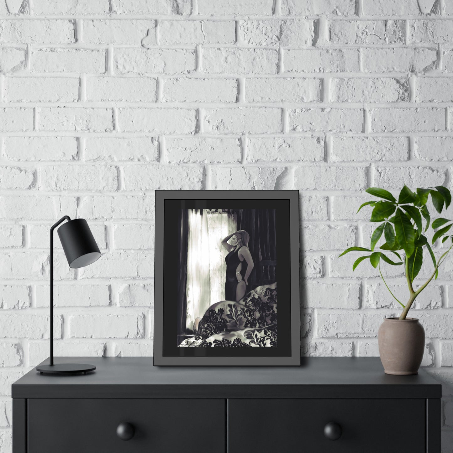 Tracey Taylor Fine Art "Black & White, Loss & Deceit (The Assassin)" Digital Mixed Media Framed Paper Poster