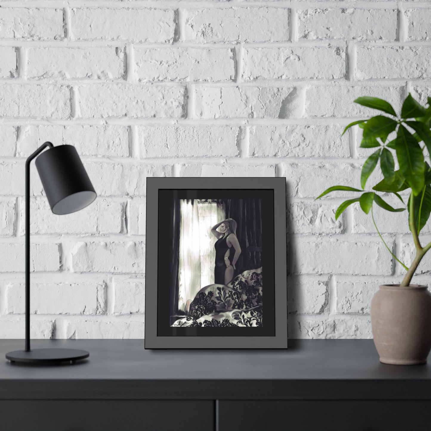 Tracey Taylor Fine Art "Black & White, Loss & Deceit (The Assassin)" Digital Mixed Media Framed Paper Poster