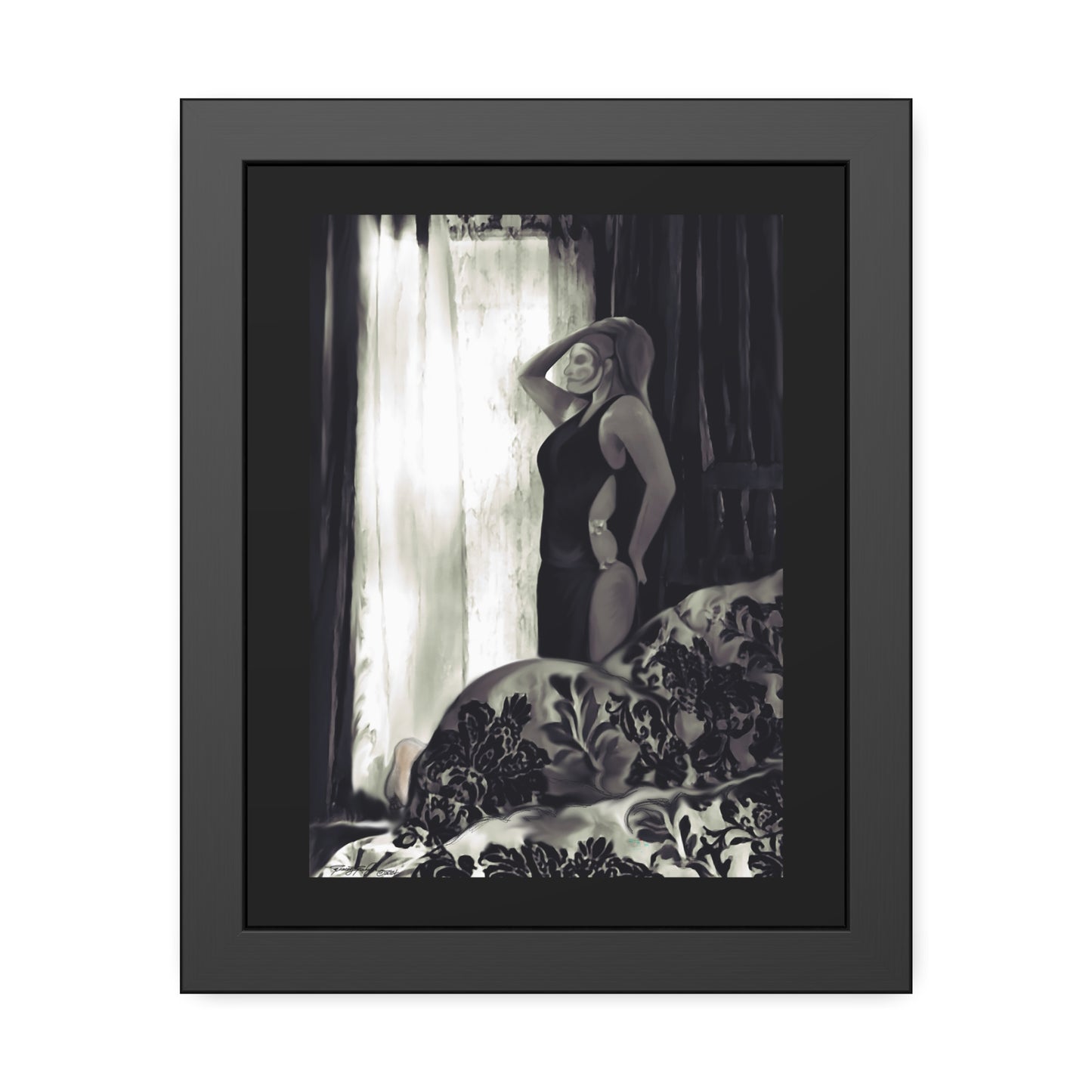 Tracey Taylor Fine Art "Black & White, Loss & Deceit (The Assassin)" Digital Mixed Media Framed Paper Poster