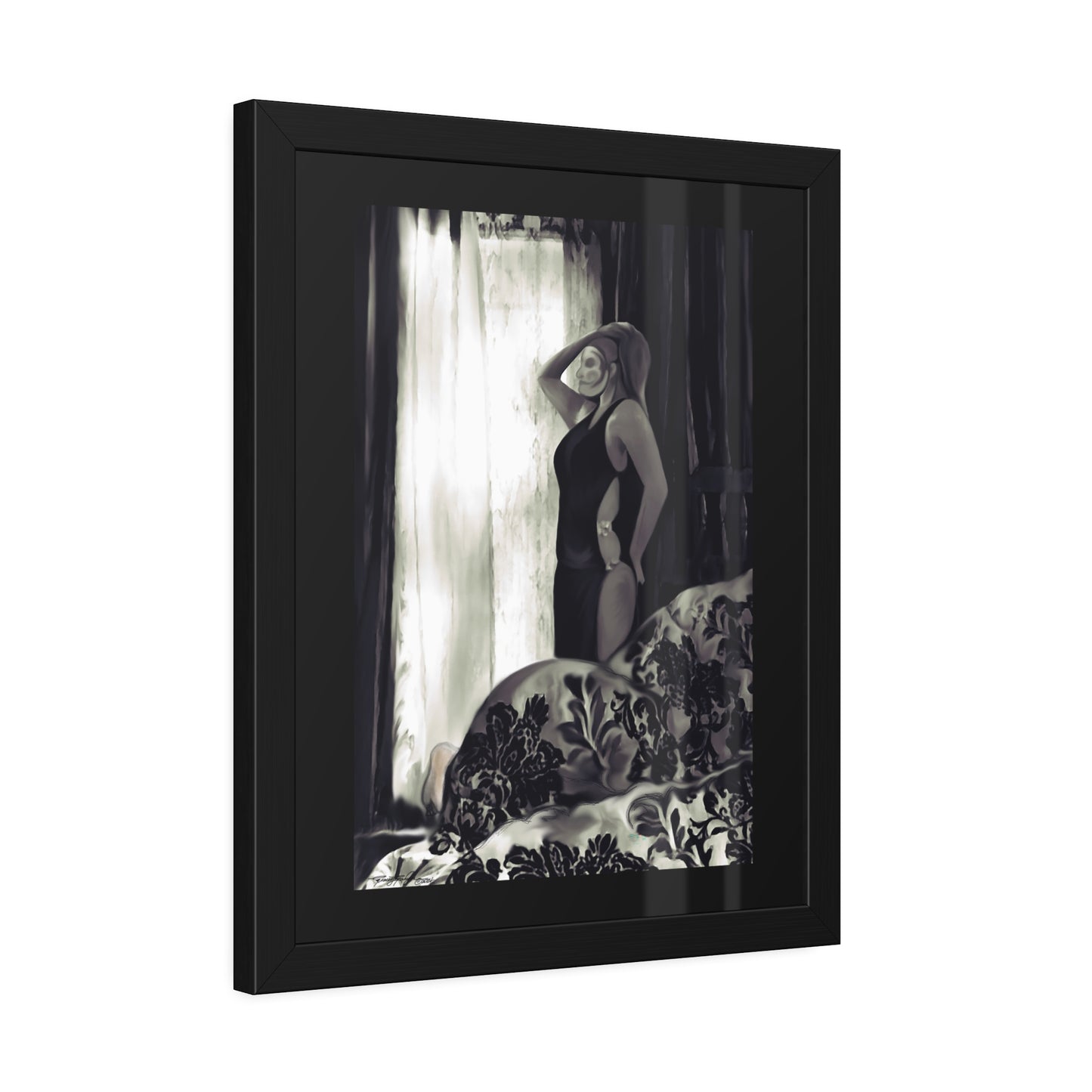 Tracey Taylor Fine Art "Black & White, Loss & Deceit (The Assassin)" Digital Mixed Media Framed Paper Poster