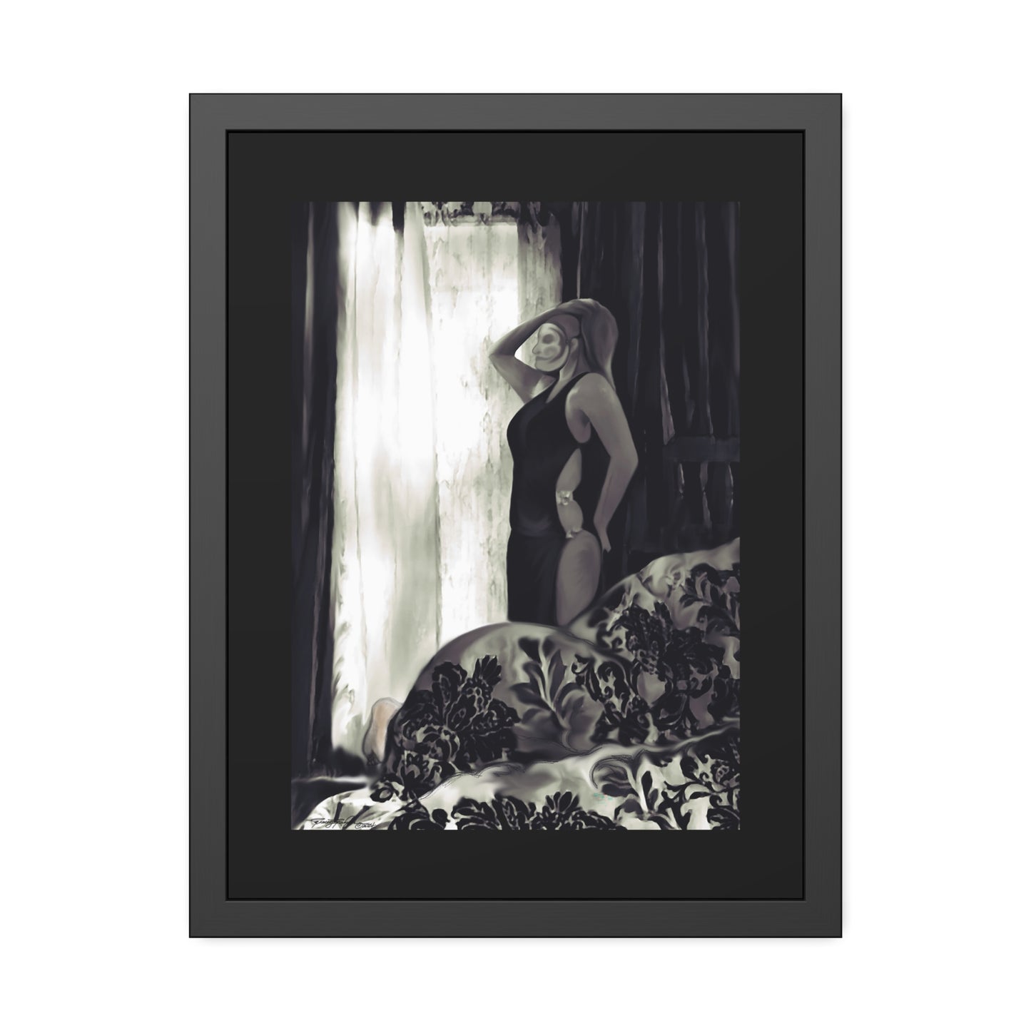 Tracey Taylor Fine Art "Black & White, Loss & Deceit (The Assassin)" Digital Mixed Media Framed Paper Poster