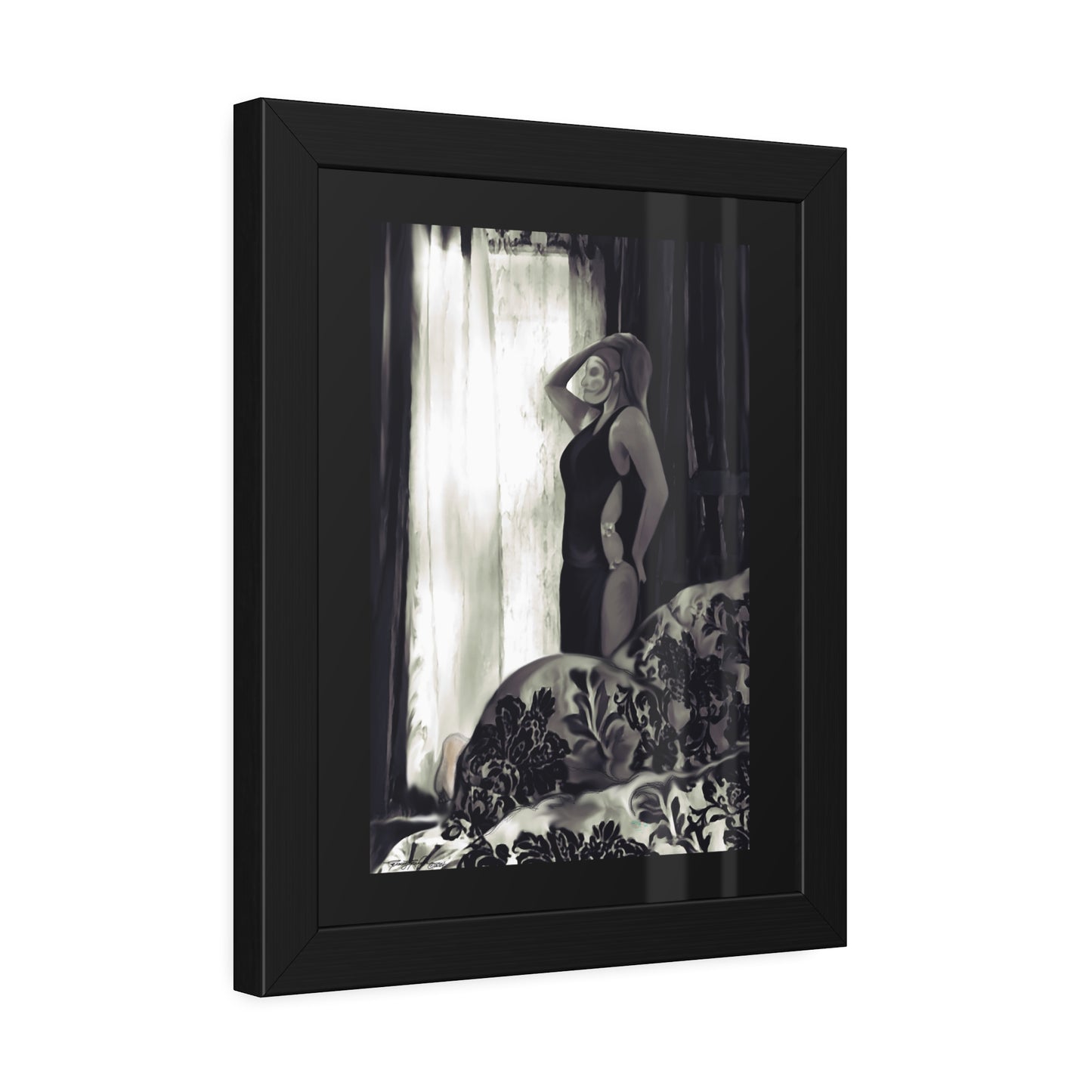 Tracey Taylor Fine Art "Black & White, Loss & Deceit (The Assassin)" Digital Mixed Media Framed Paper Poster