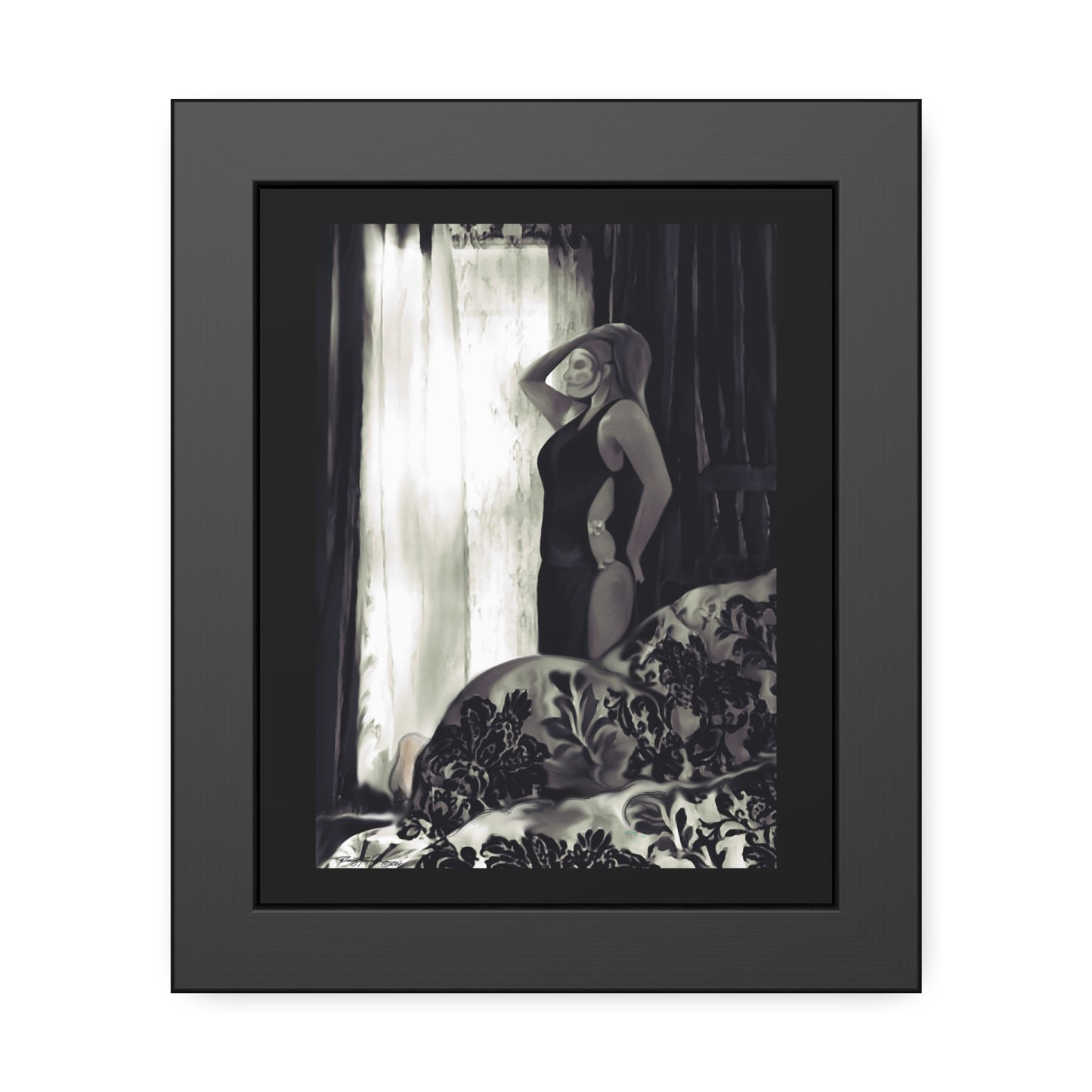 Tracey Taylor Fine Art "Black & White, Loss & Deceit (The Assassin)" Digital Mixed Media Framed Paper Poster
