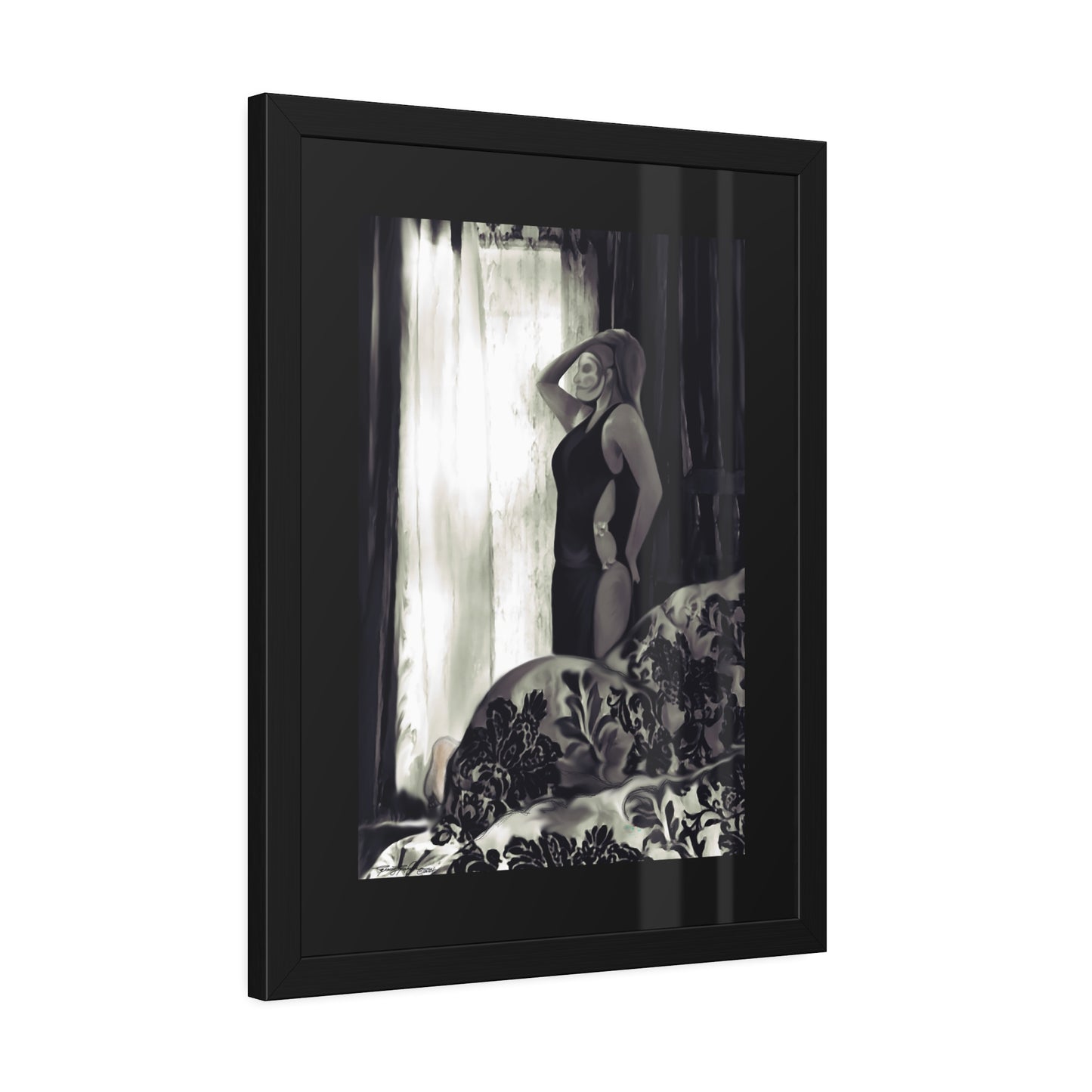Tracey Taylor Fine Art "Black & White, Loss & Deceit (The Assassin)" Digital Mixed Media Framed Paper Poster