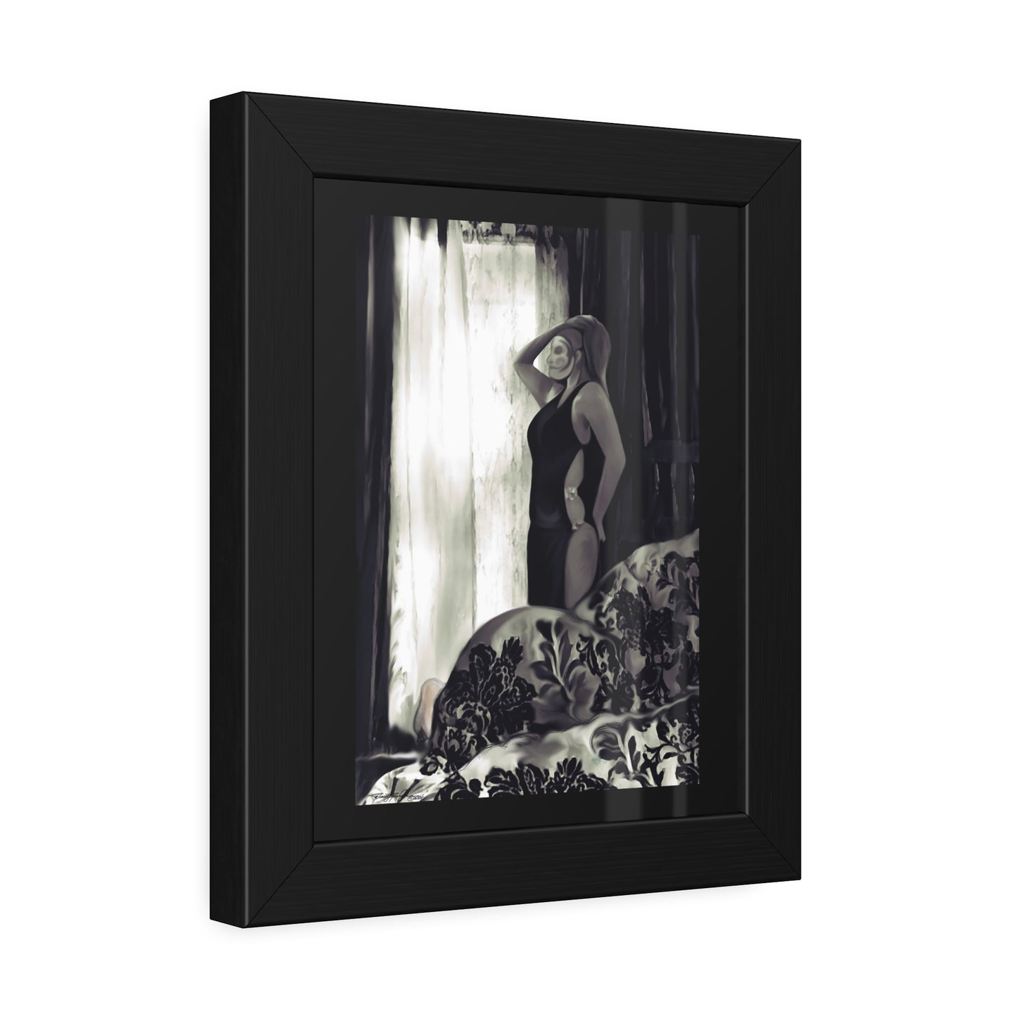 Tracey Taylor Fine Art "Black & White, Loss & Deceit (The Assassin)" Digital Mixed Media Framed Paper Poster